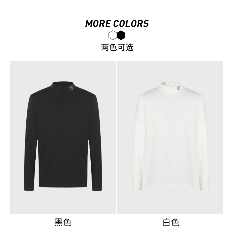 MANGANO秋季新款刺绣logo高圆领百搭长袖T恤男打底衫男士 2221051
