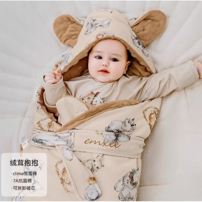【抖音旗舰】嫚熙豆豆绒包被婴儿秋冬新生可拆卸抱被四季款包被