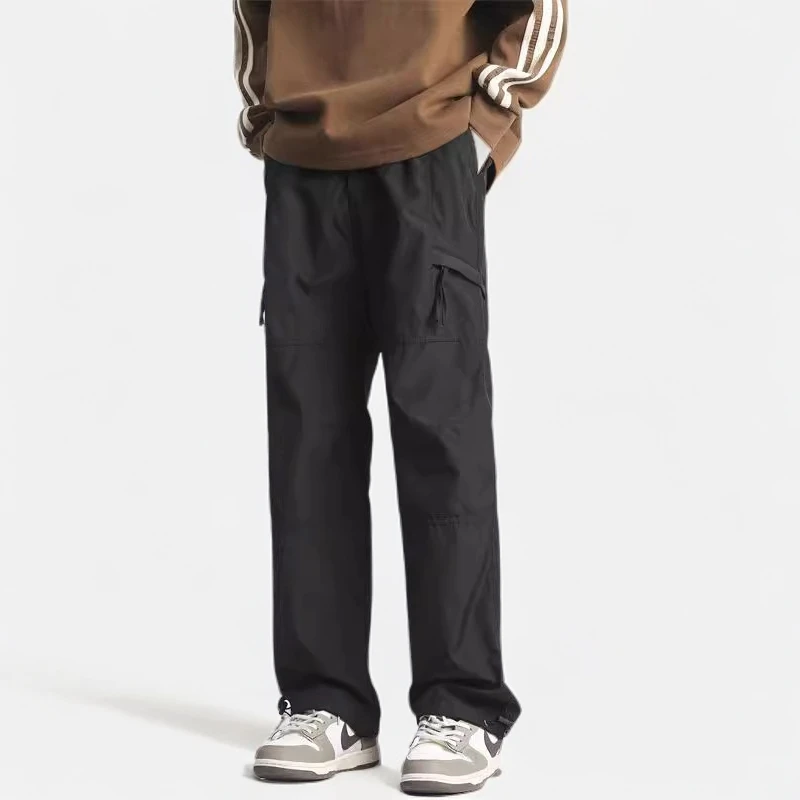 男秋冬裤子外裤子夏季薄款直筒裤宽松潮流速干百搭多口袋户外裤子