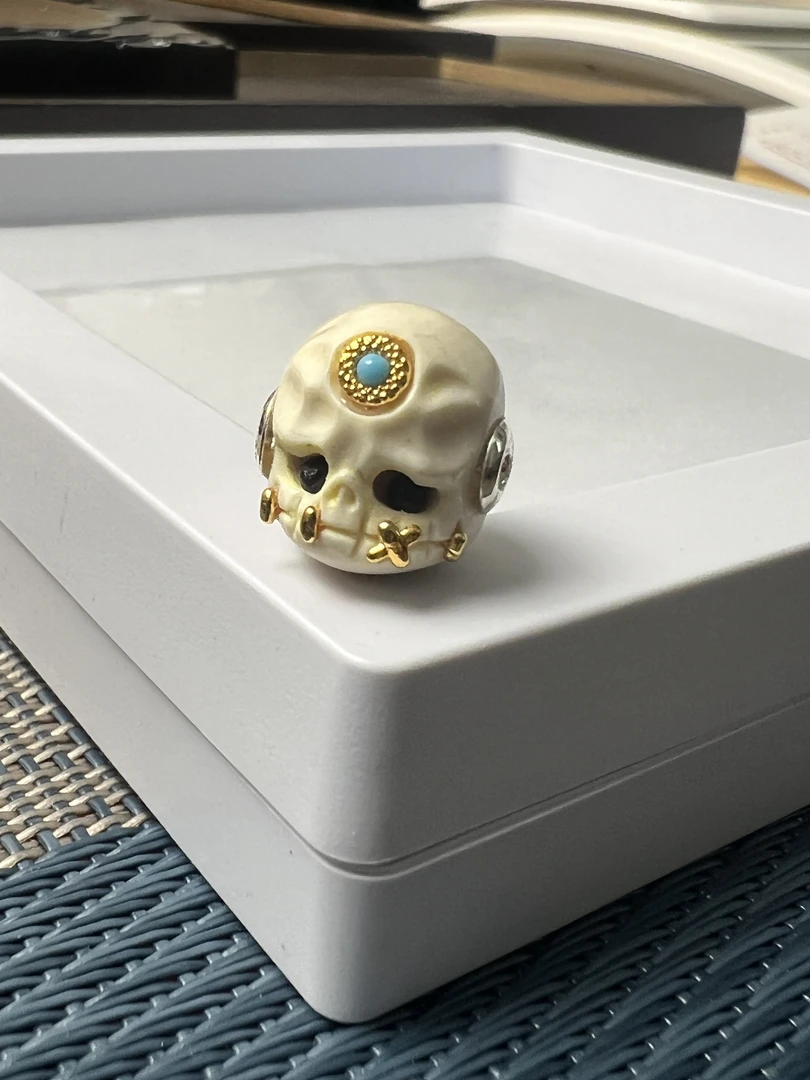 P015猛犸牙精品搓金阿呆12mm珠串配饰佛珠项链DIY配珠