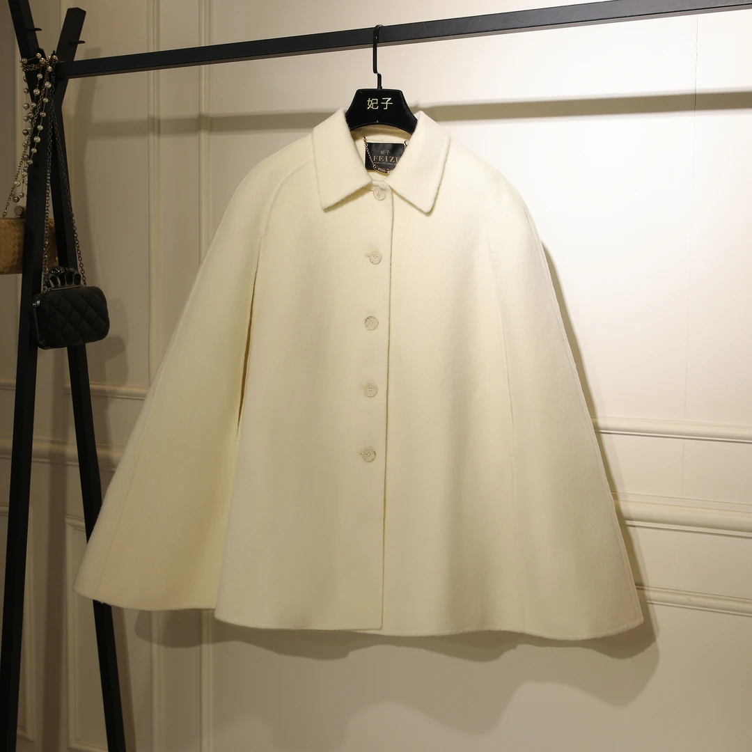 FEIZI/妃子~霸董千金~双面呢毛呢斗篷外套女气质披肩羊毛呢大衣