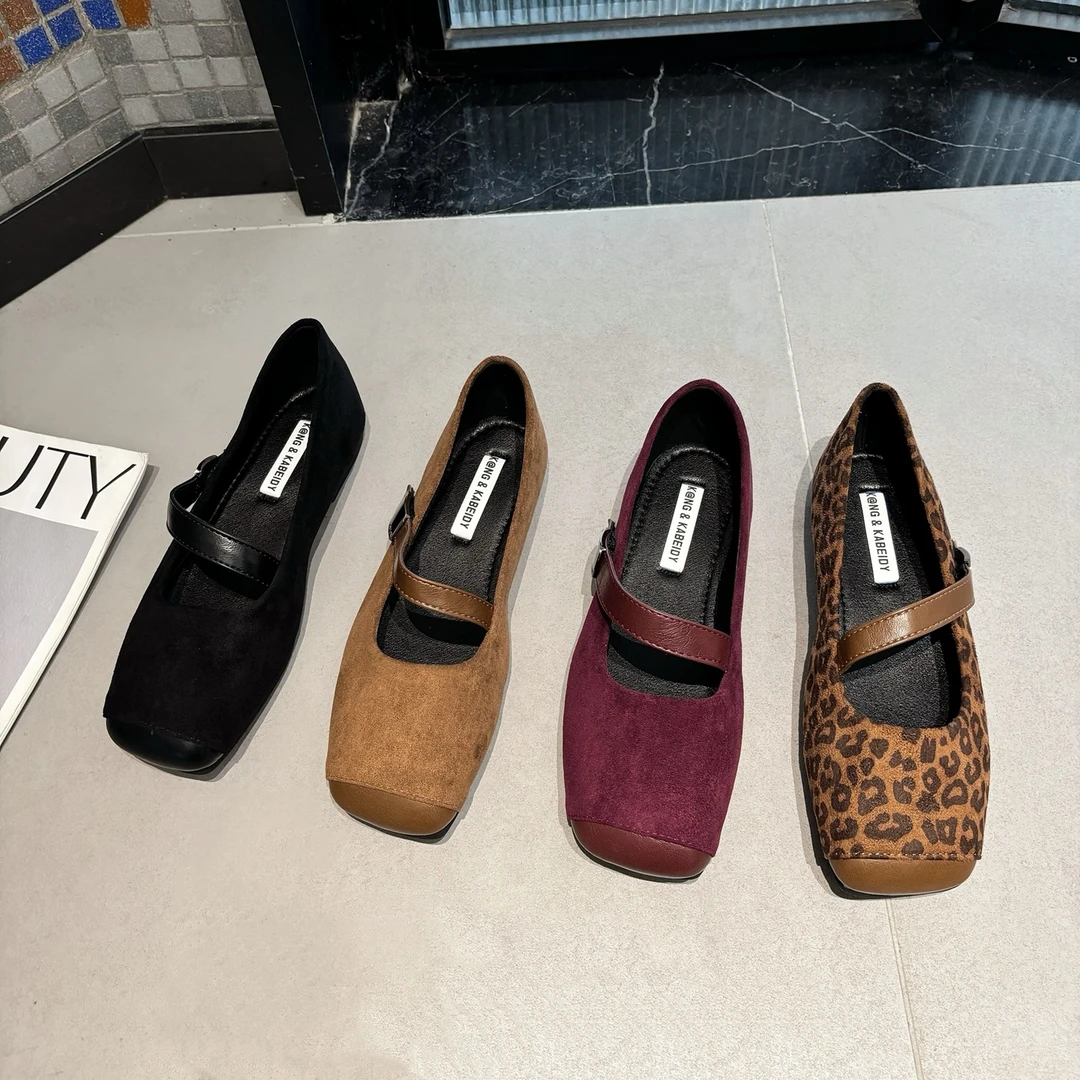 韩版方头软底平底玛丽珍鞋女2025新款秋季复古百搭一字带浅口单鞋