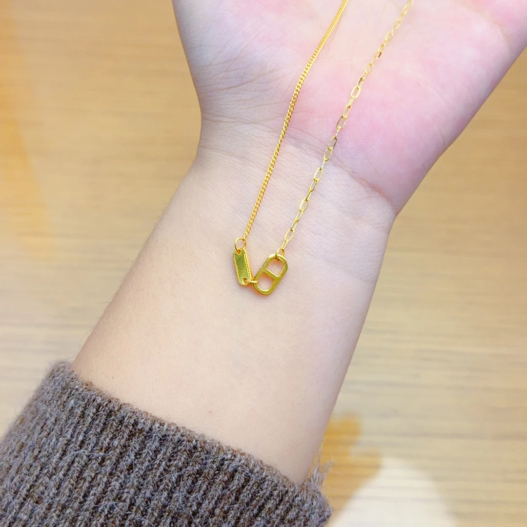 {江江好} 足金999 5G工艺 小猪鼻系列套链   (多样性发一）