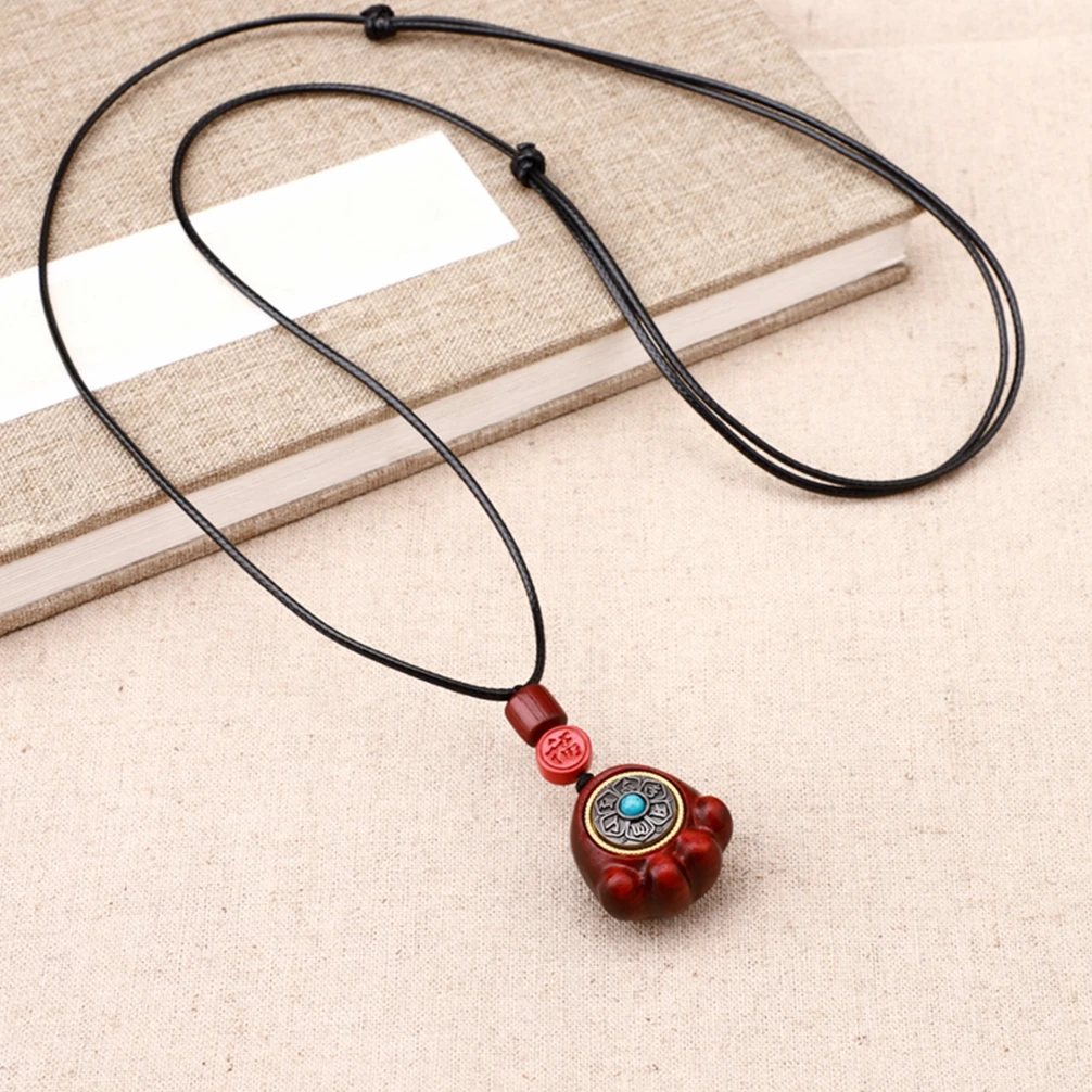 合金木质项链 可爱猫爪吊坠项链长款毛衣链复古百搭毛衣链配饰