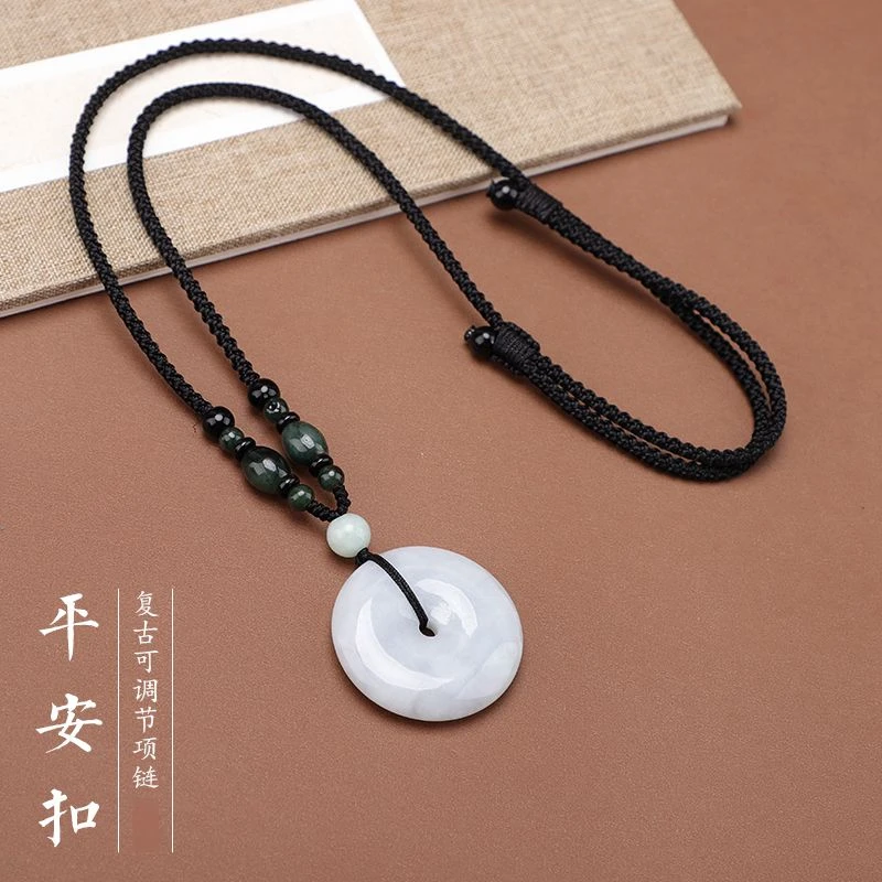 非金属布艺项链 天然平安扣项链长款吊坠毛衣链男女百搭红高档
