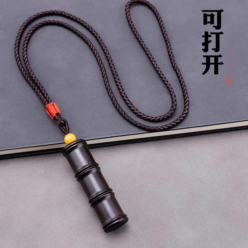 非金属木质项链 可打开装东西毛衣链竹节挂件项链长款百搭配饰