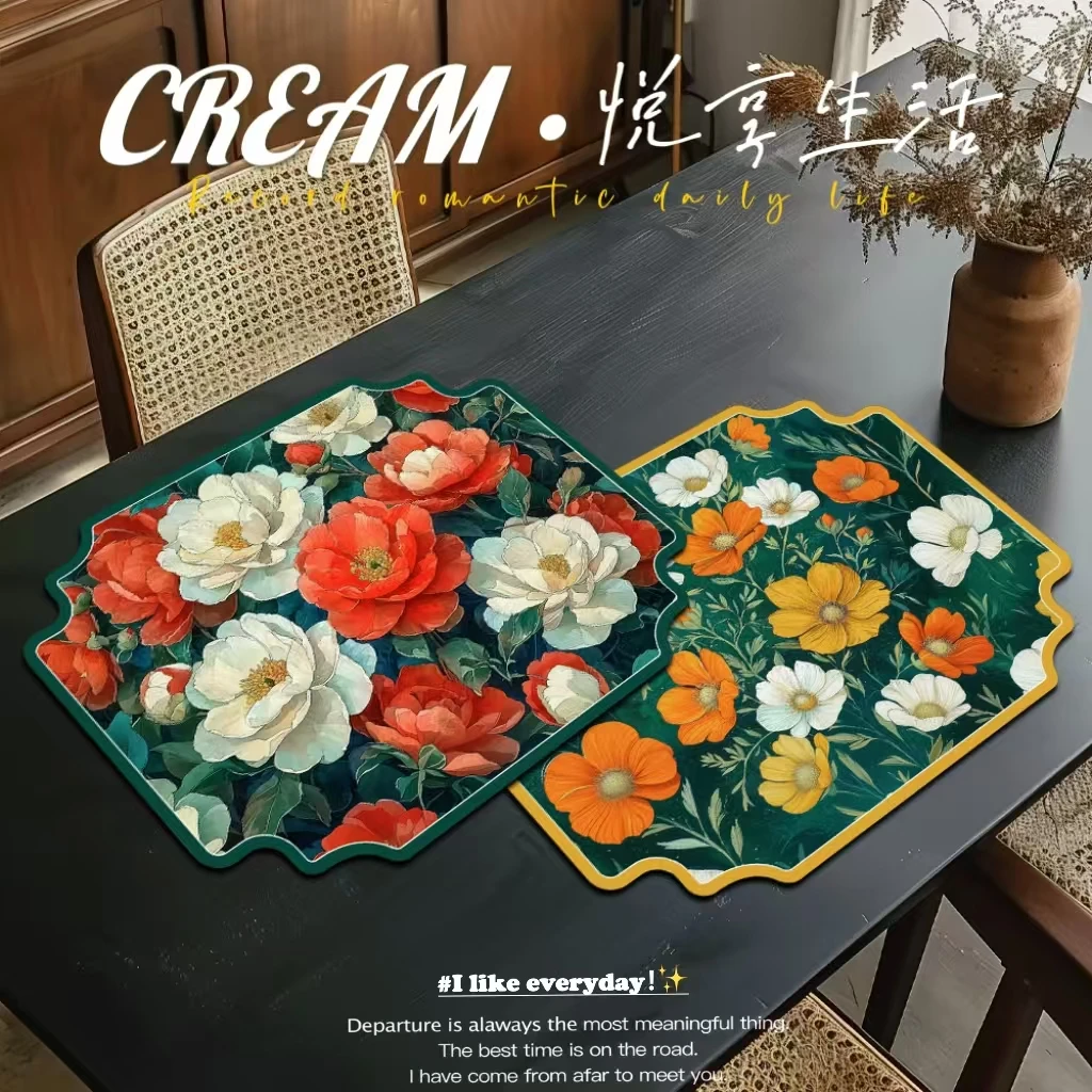 【买一赠一】花枝招展新中式硅藻泥两只装吸水防滑吸水防滑垫