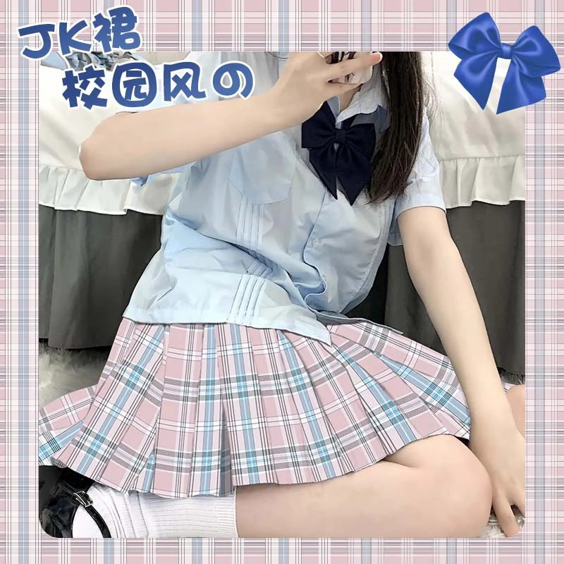 次元联盟 桃汁气泡 百褶裙女JK校供制服短裙日常半身裙格子裙