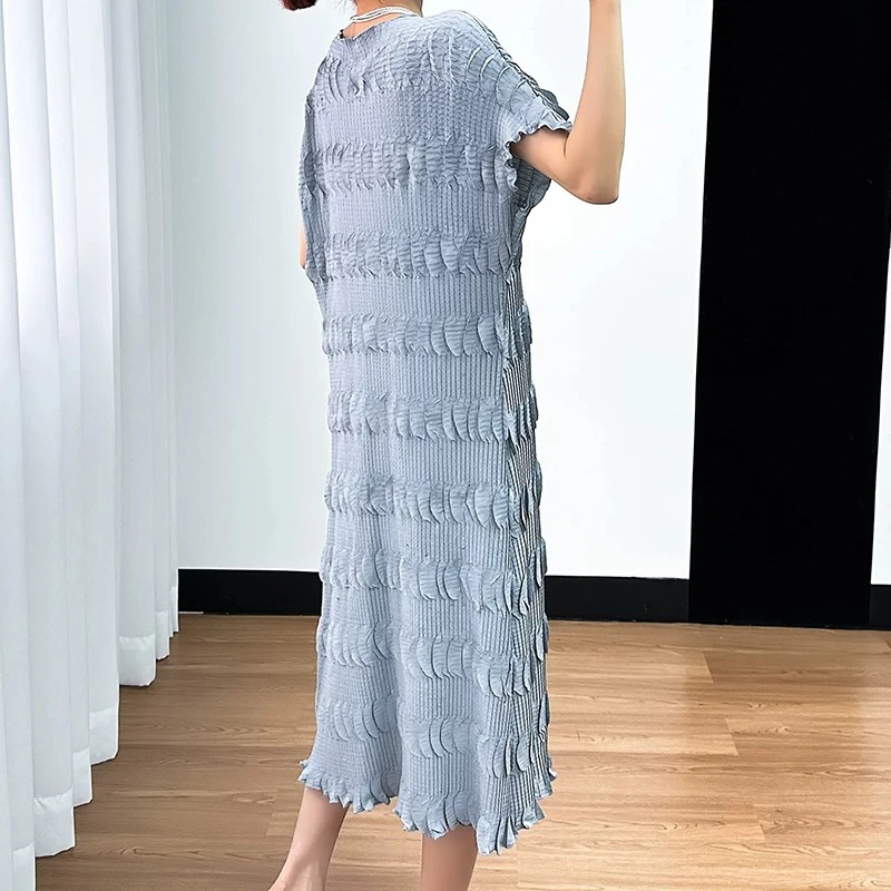 三宅褶皱宣纸连衣裙