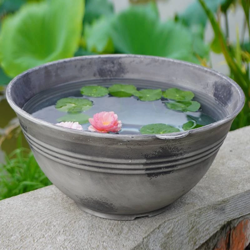 虹越 | 复古做旧花盆 阿波罗花盆碗莲睡莲铜钱草水培植物种植盆