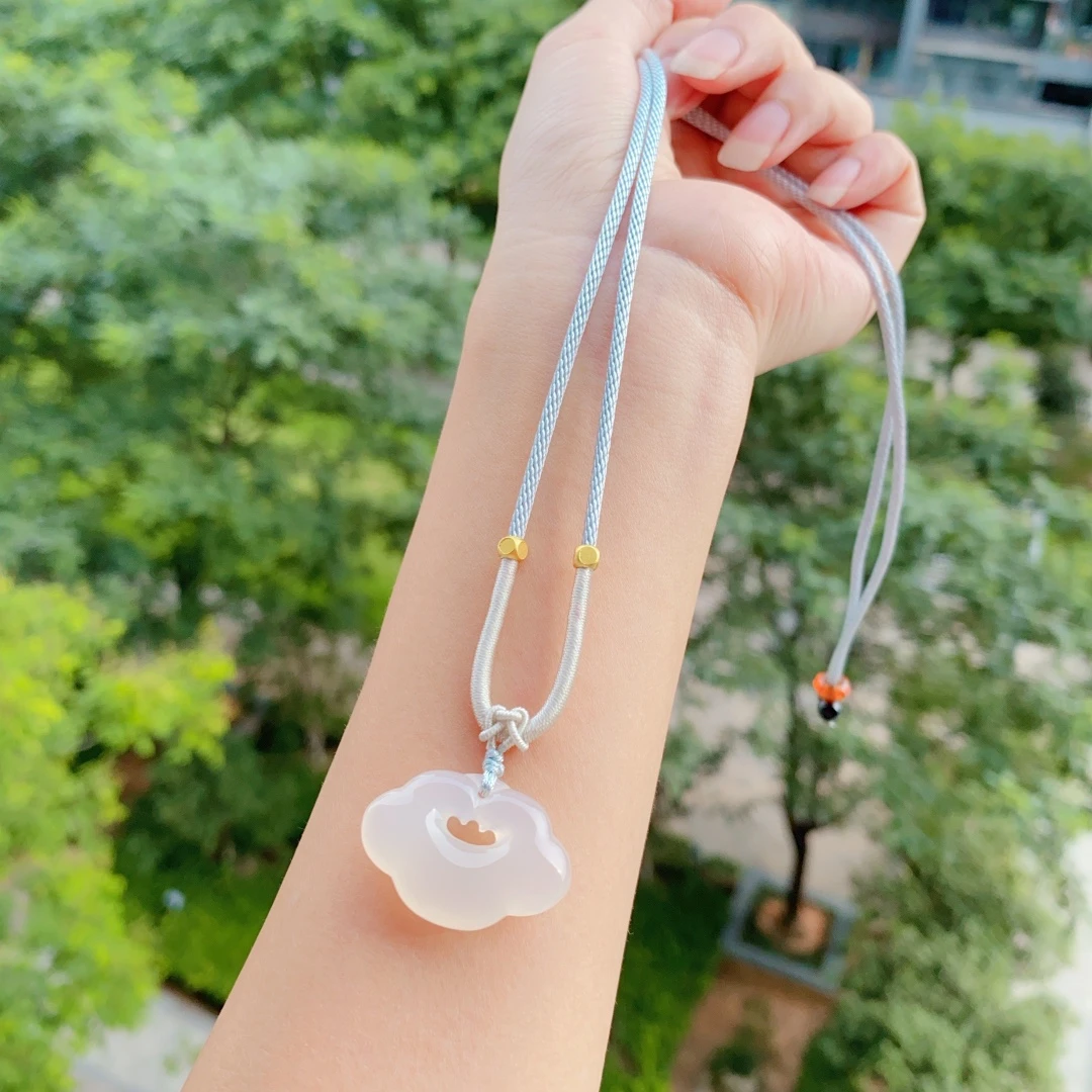 如意项链玛瑙天然毛衣链男女款时尚简约挂件吊坠玉石新中式