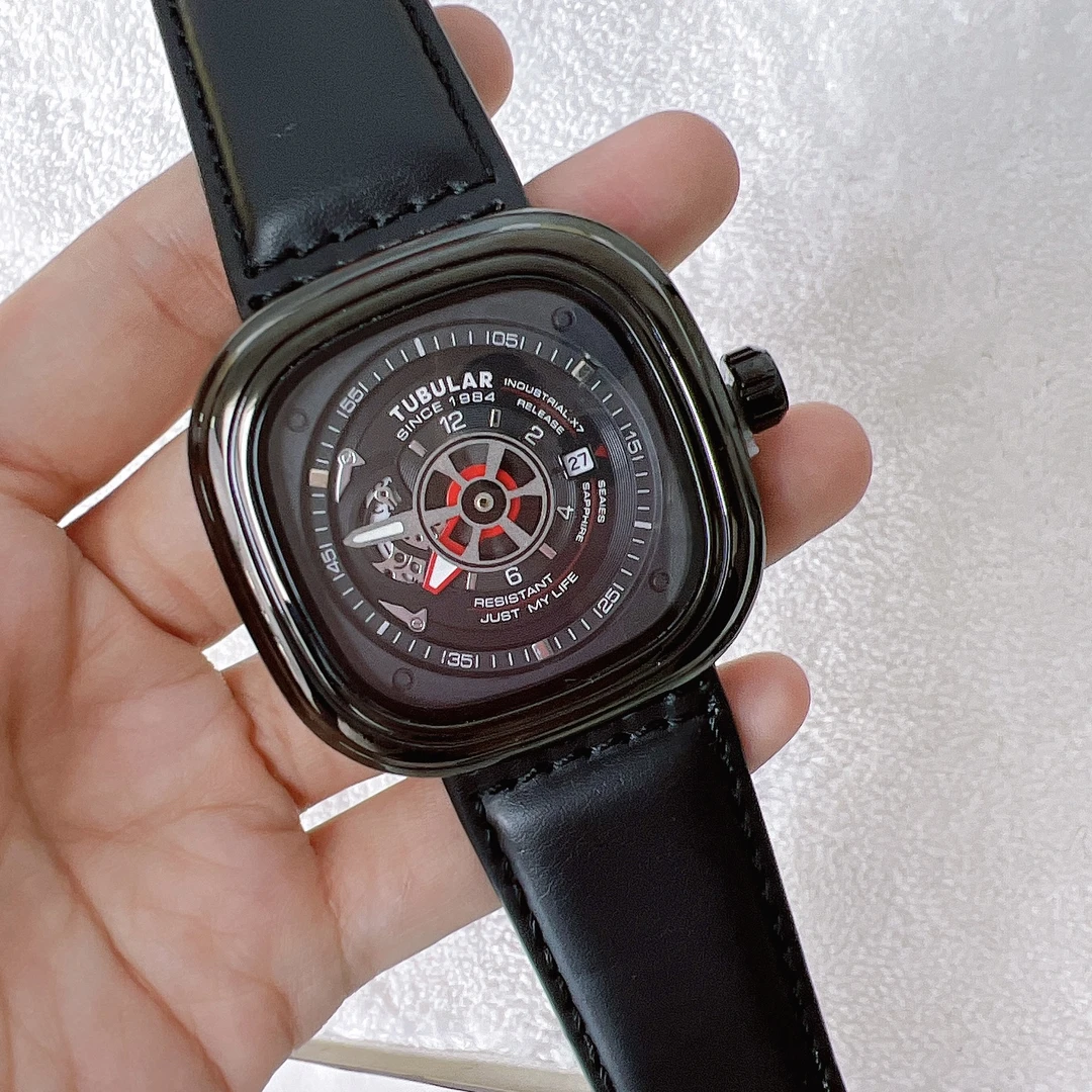 方型七天男表潮酷百搭男士金属轻奢防水潮流针扣日历男款方形个性