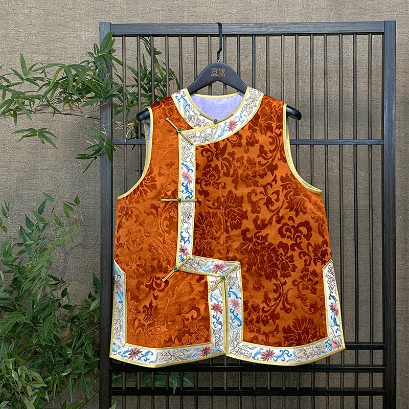 【宫致】手绣漳绒国风桑蚕丝马甲中式马夹