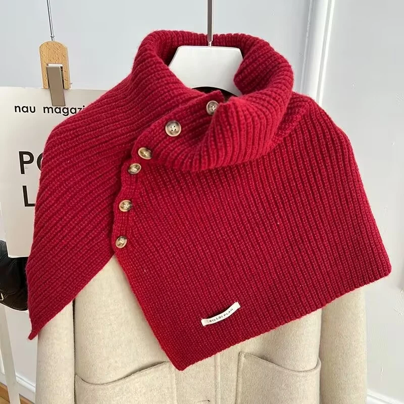 百搭气质针织毛线冬季保暖防风懒人套头围巾韩版时尚带帽一体披肩