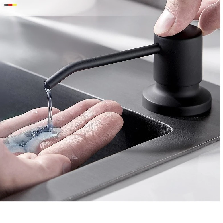 皂液器洗洁精瓶子按压器按压瓶304不锈钢厨房水槽专用黑色皂液器