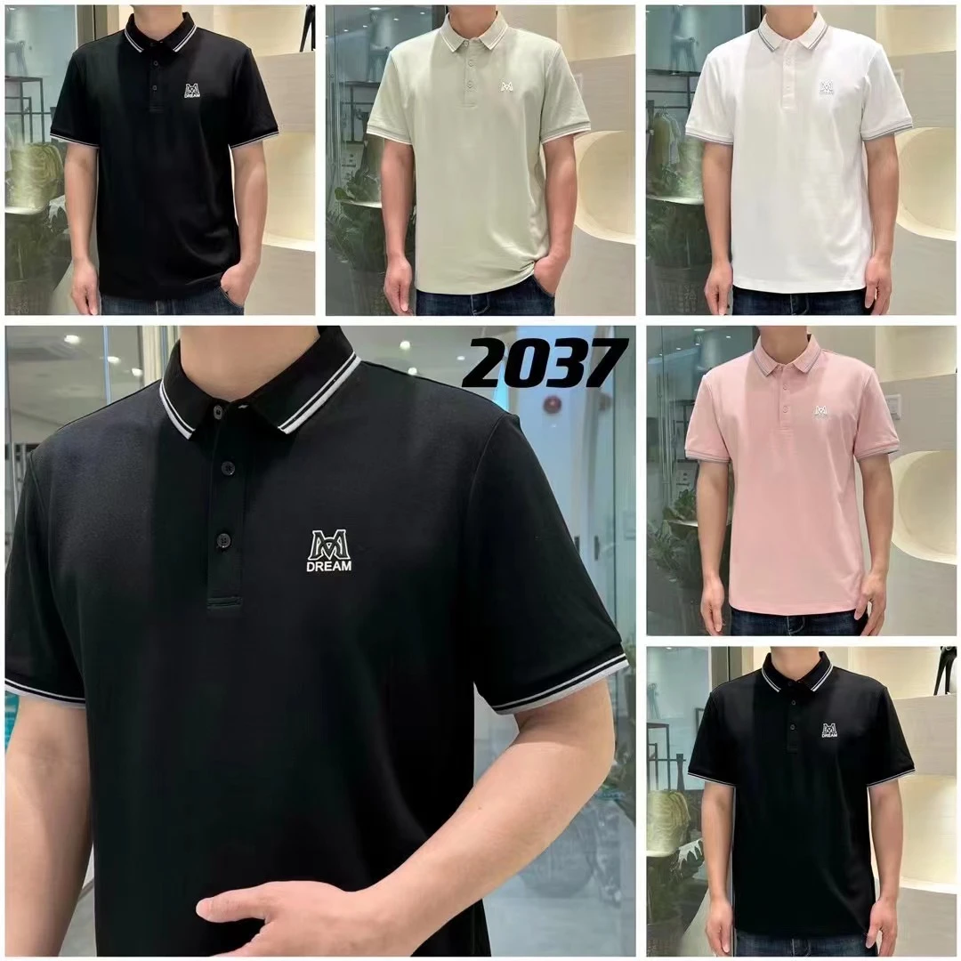 翻领短袖T恤男士珠地棉夏装2024新款修身冰丝半袖青年polo衫2037