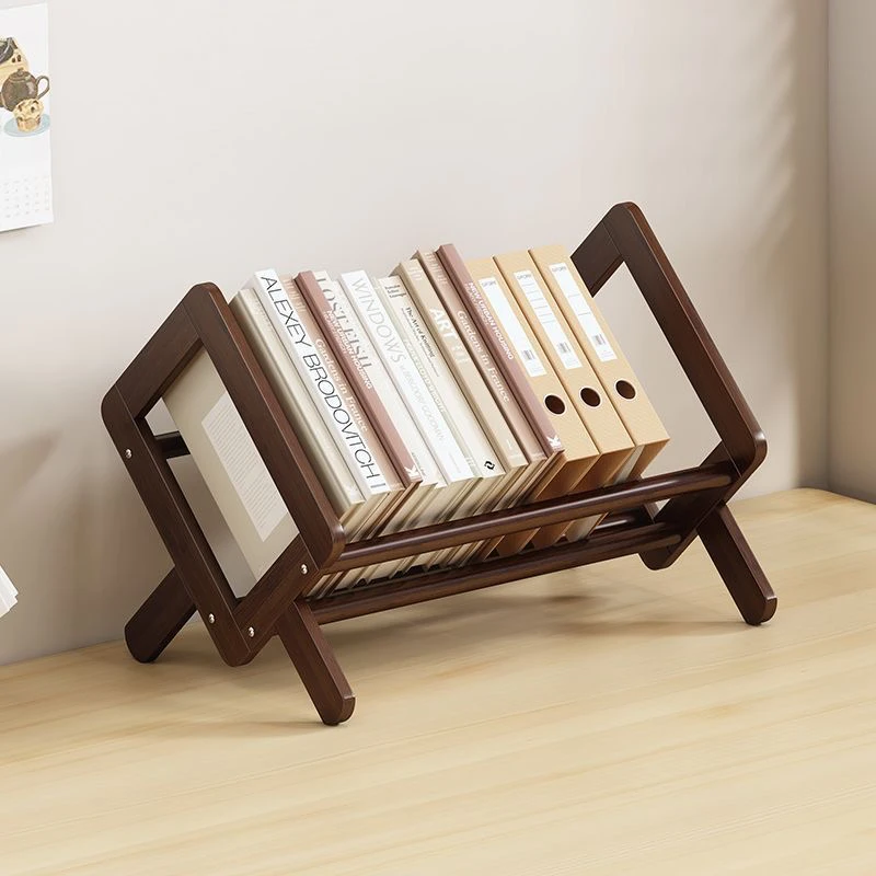书架家用客厅书房创意简约桌面书本收纳置物架简易木质复古陈列架