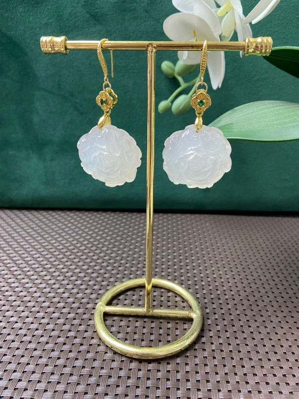 合金树脂耳饰 牡丹花耳饰太阳光下会变色