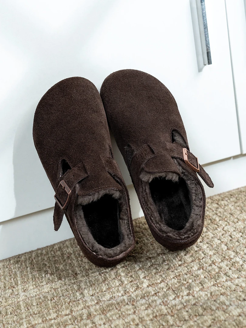 博肯羊皮毛一体雪地鞋真皮软木厚底时尚潮流复古休闲鞋