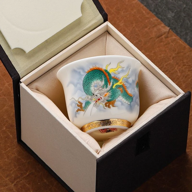 羊脂玉瓷主人杯高颜值品茗杯大容量白瓷茶杯陶瓷专用喝茶杯带礼盒