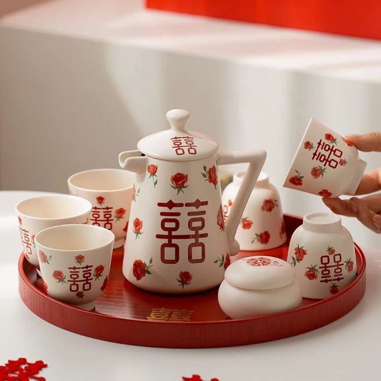新婚结婚礼物送新人茶具套装订婚送闺蜜实用伴手礼陶瓷茶壶茶杯