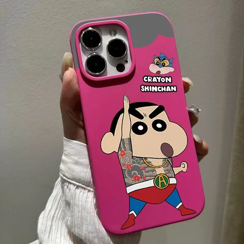 花臂小新适用苹果15plus手机壳iPhone13/17pro防摔12卡通果冻壳xr