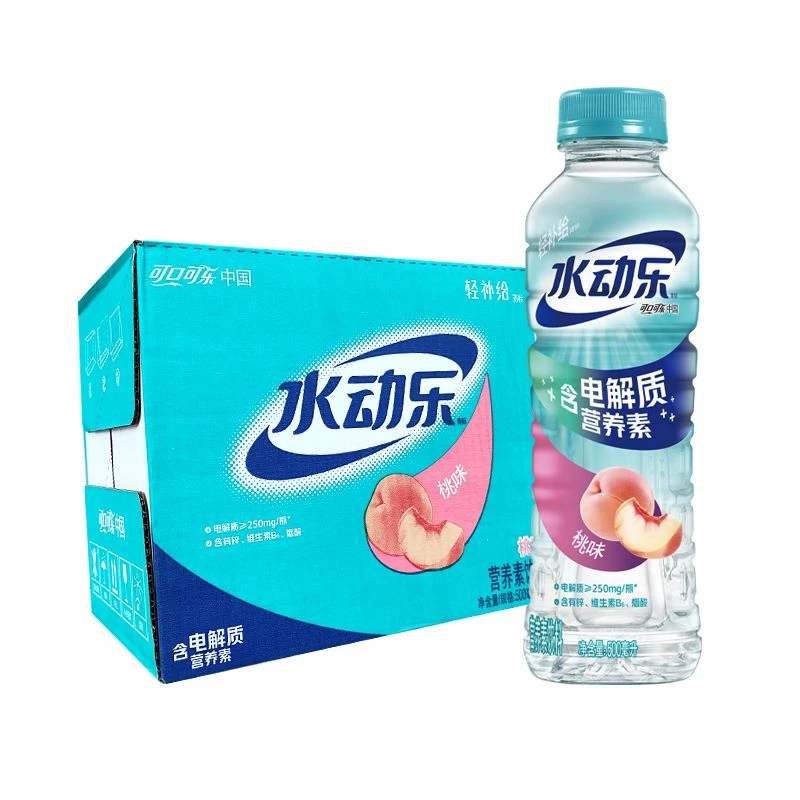 可口可乐水动乐含电解质营养素饮料水蜜桃味橙味500ml*5/12瓶饮品