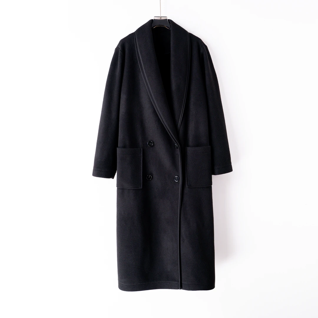 PW241056秋冬大码长款时尚简约潮流设计师款长款外套羊毛呢大衣
