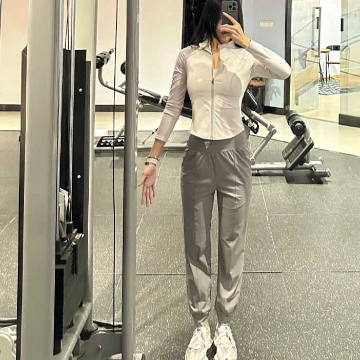 运动套装秋冬跑步显瘦瑜伽上衣普拉提速干衣长袖训练跑步健身服