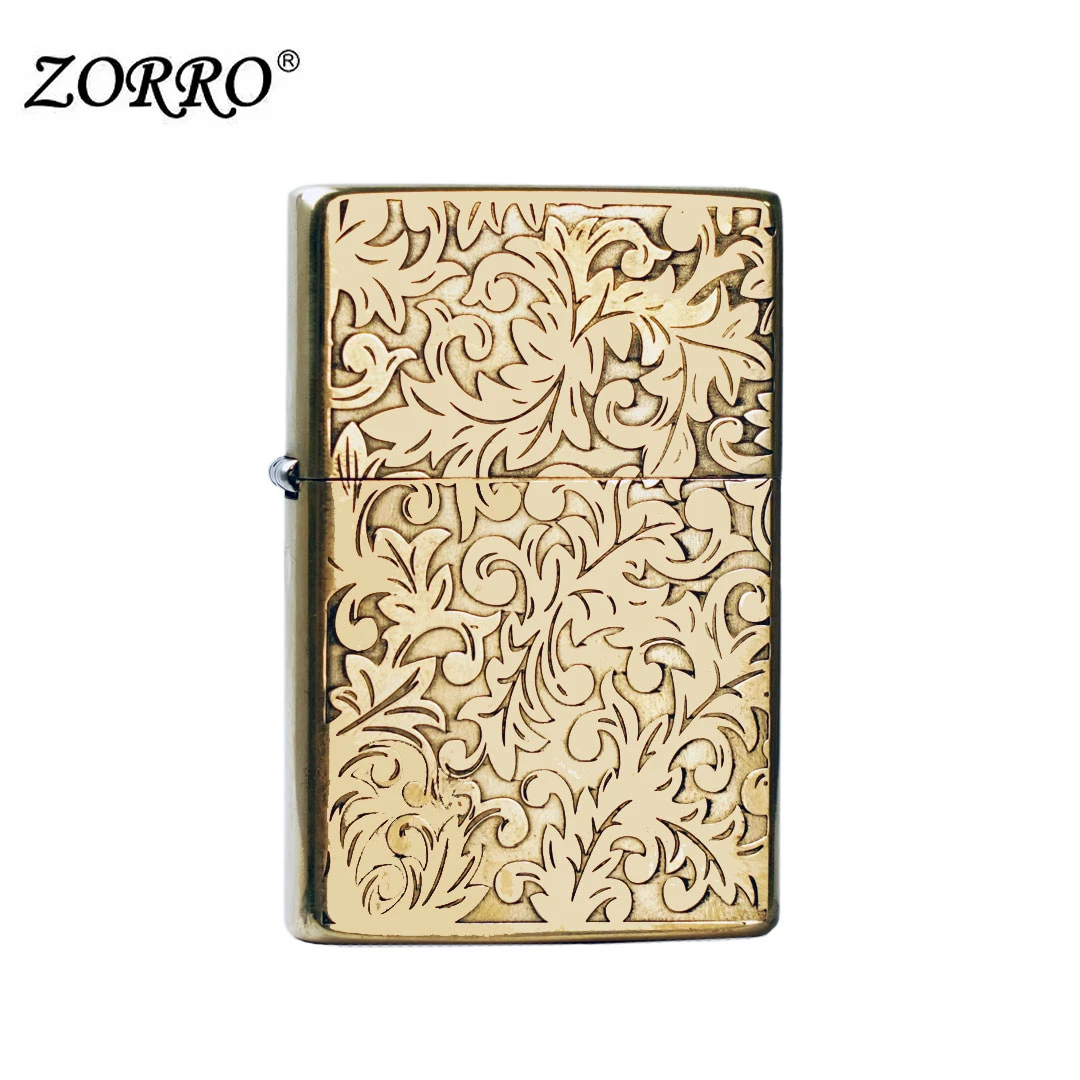 ZORRO佐罗防风煤油打火机薄款Z904原铜大唐草原铜机芯 / 男士礼品