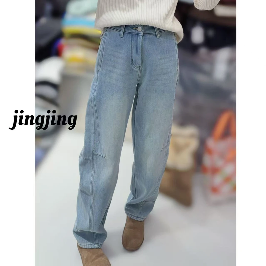 冬季新款休闲百搭加绒加厚直筒牛仔裤（6716）