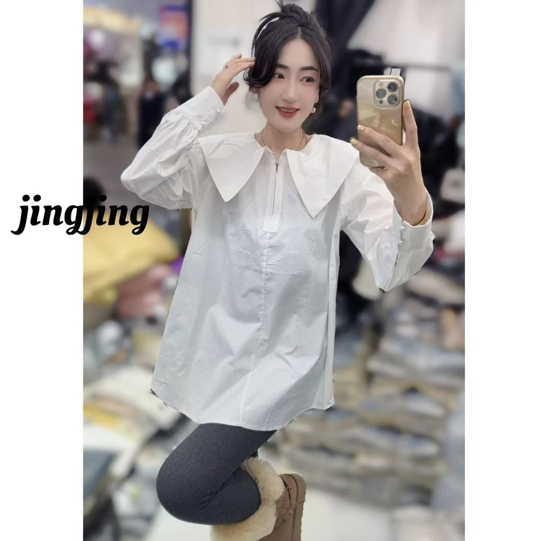 冬季新款休闲百搭荷叶领衬衫（1469）