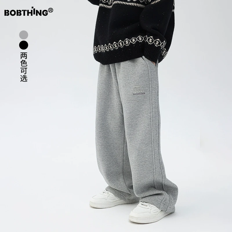 儿童冬季一体绒直筒裤口袋贴布运动裤男童加厚保暖卫裤童装裤子潮