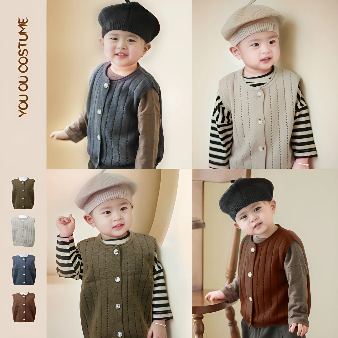 童装儿童毛衣纯棉宝宝秋冬新款男女童针织衫加绒加厚单排扣衫秋季