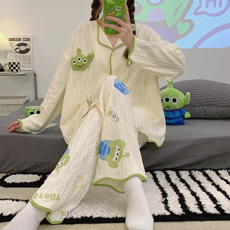 睡衣女学生ins宿舍可外穿秋季长袖小香风甜美家居服卡通少女春秋