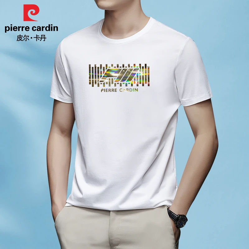 皮尔卡丹男士时尚冰感夏季透气圆领速干百搭印花宽松PK176半袖