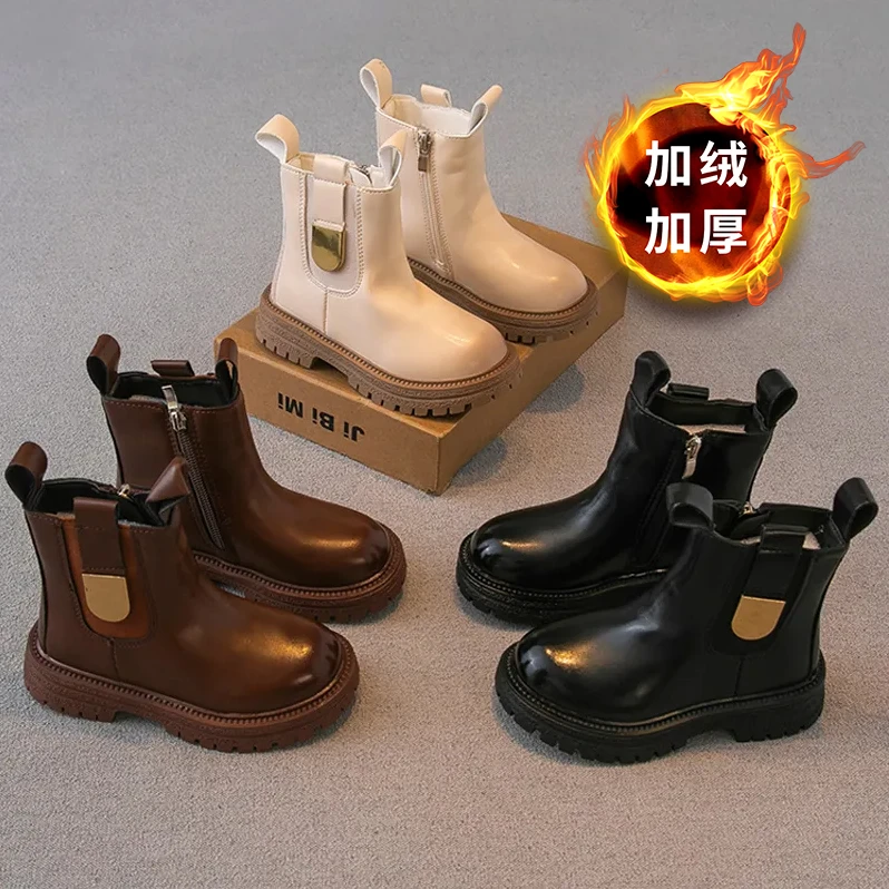 女童马丁靴秋冬女孩短靴炸街棉靴百搭冬季防滑保暖时尚女孩英伦风