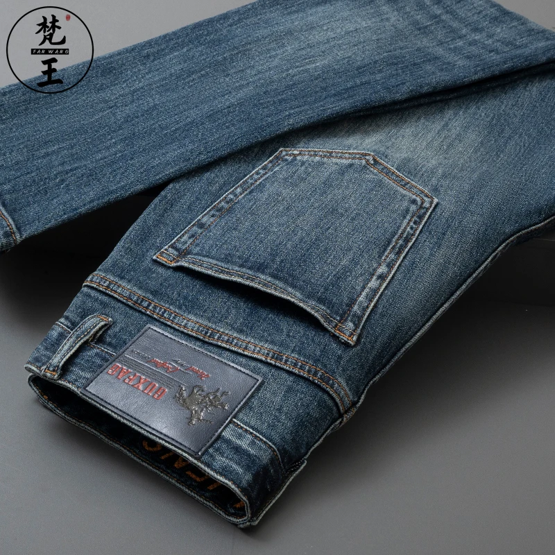 FANWANG/梵王秋冬新款欧版弹力修身牛仔裤男小直筒休闲百搭长裤子
