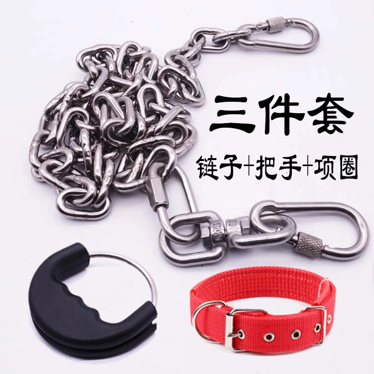 304不锈钢狗链子大中小型犬铁链项圈狗绳防咬金毛牵引带美观遛狗