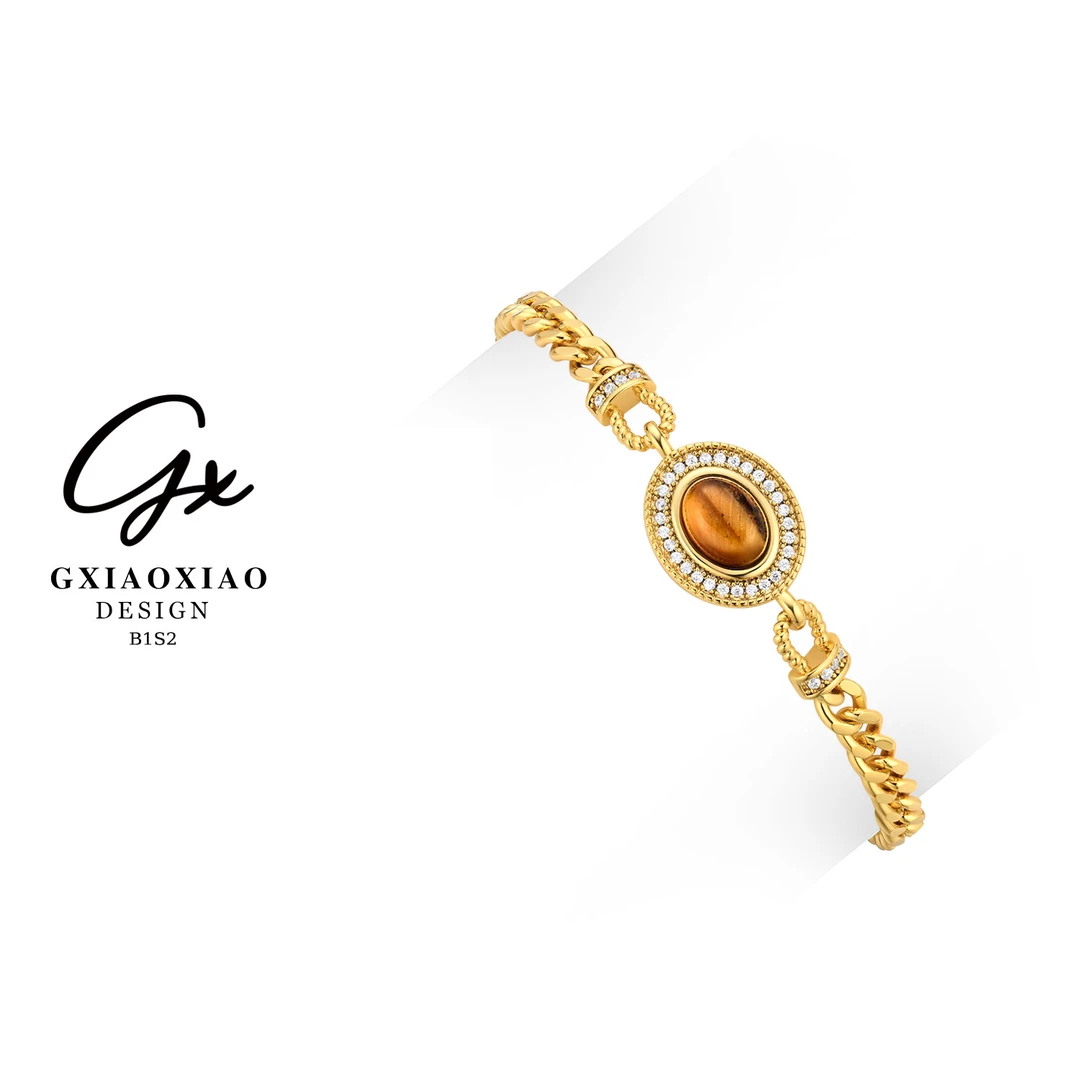 G XIAOXIAO 镀K金 轻奢气质时尚高级感美拉德U形项链 B1S2