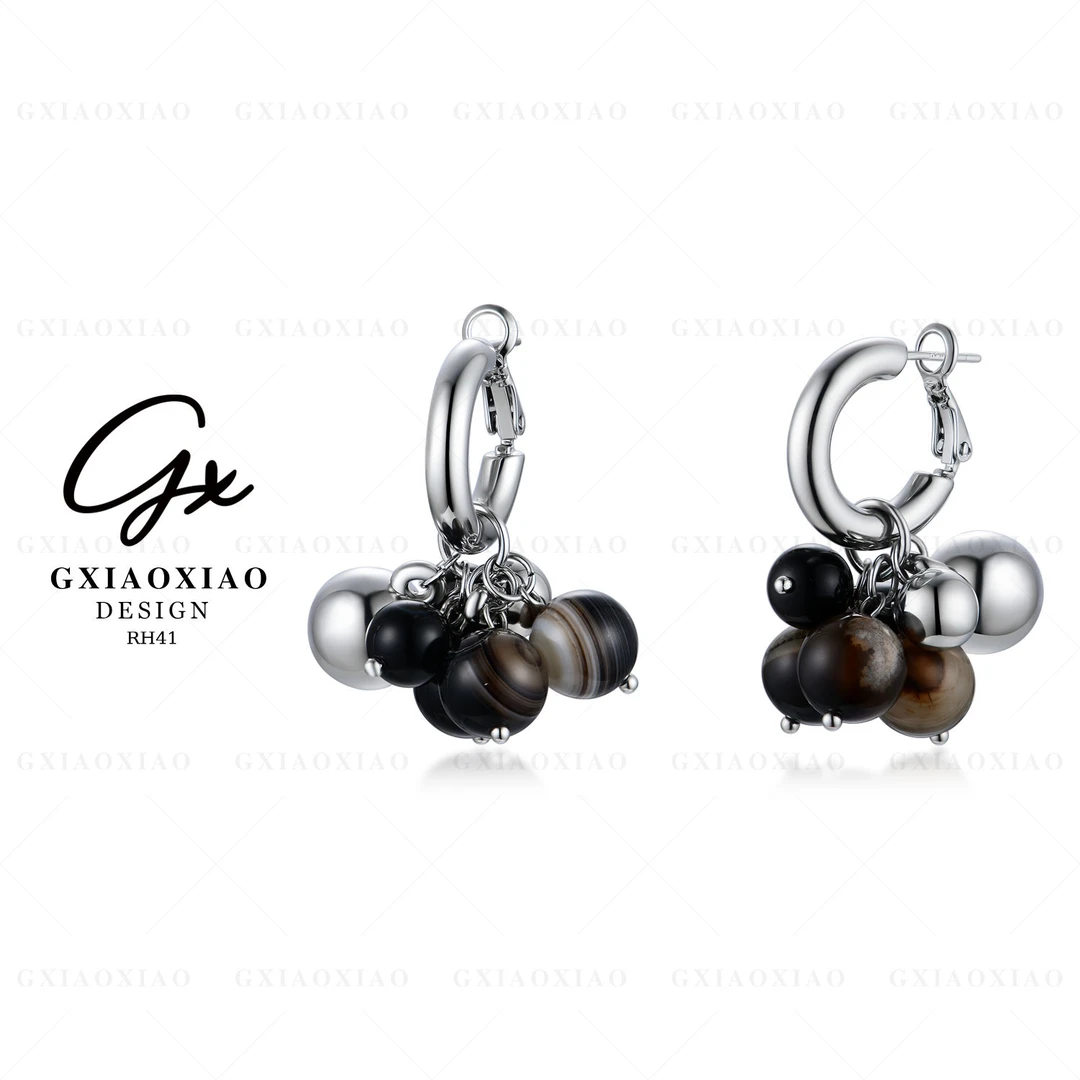 铜合金耳饰 G XIAOXIAO 镀K金【暮色银辉】高级设计感轻奢耳环 RH41