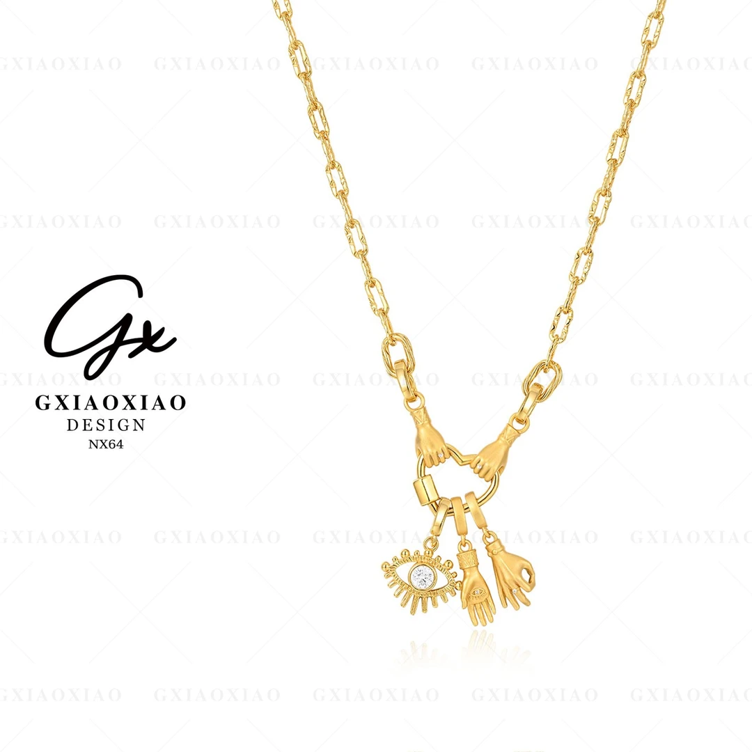 G XIAOXIAO 镀K金 法式轻奢气质高级感恶魔之眼项链 NX64