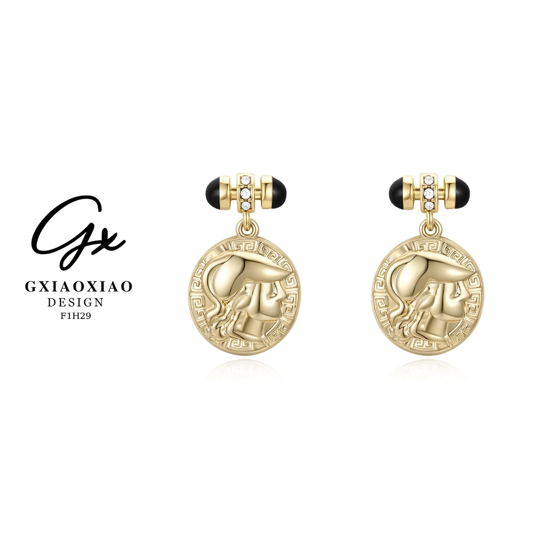 G XIAOXIAO 镀K金 复古气质高级感百搭通勤圆形耳环 F1H29