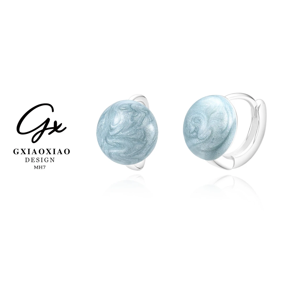 G XIAOXIAO 镀K金 【冰蓝精灵】高级感气质蓝色糖果色耳环 MH7