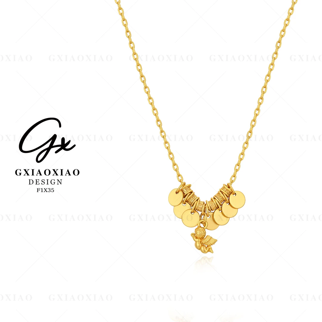 铜合金项链 GXX 轻奢时尚高级感百搭金色小天使项链 F1X35