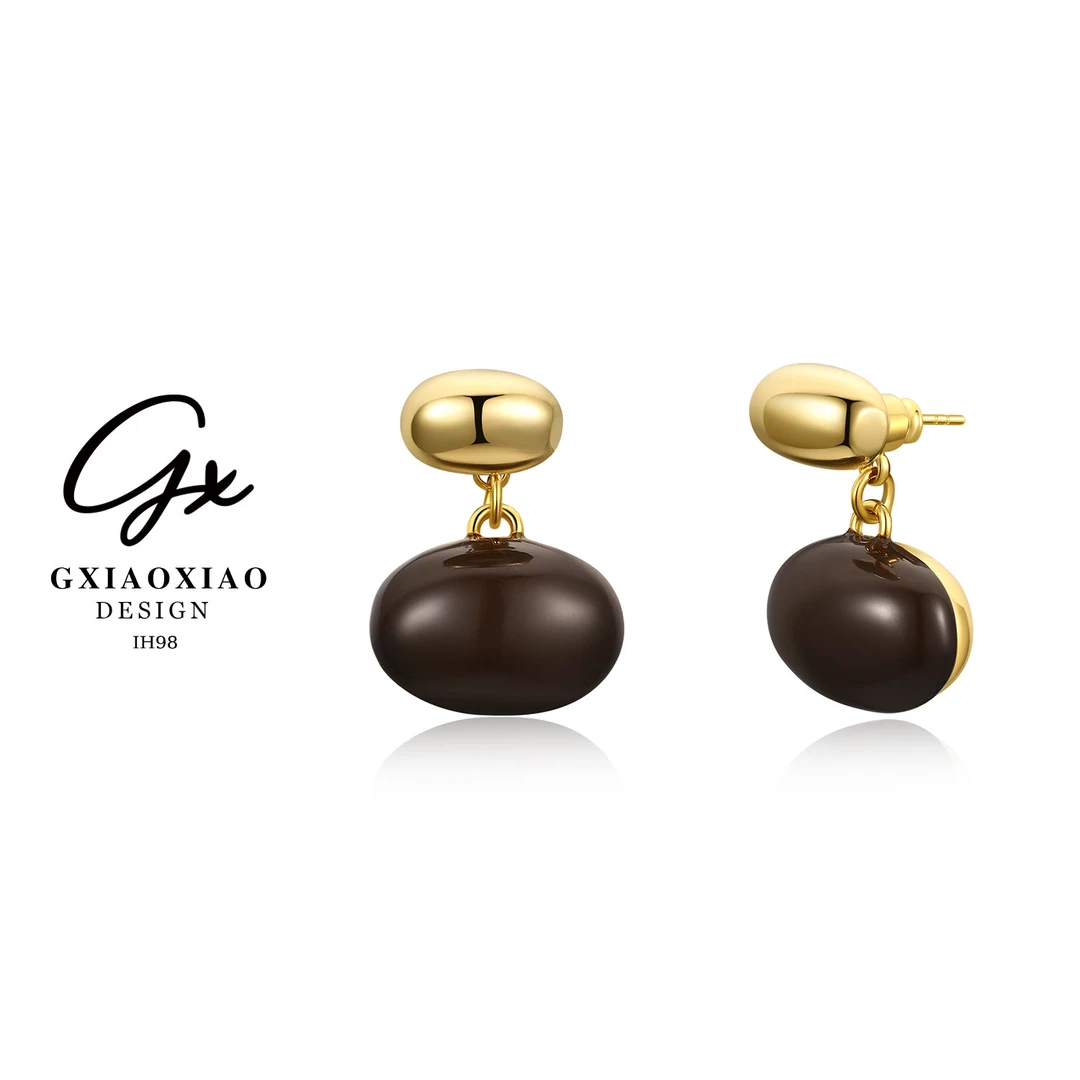 G XIAOXIAO 镀K金 复古气质时尚轻奢椭圆耳环 IH98