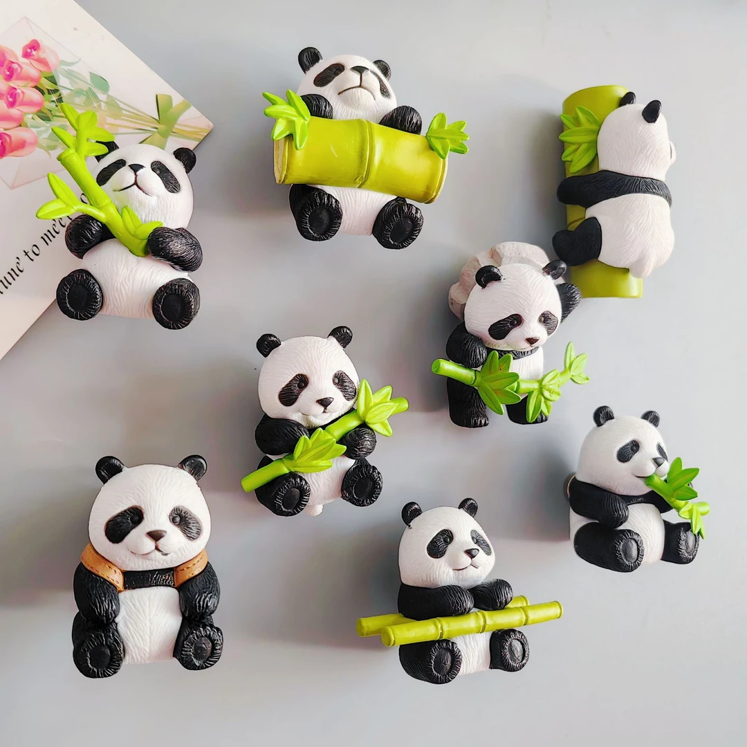 熊猫冰箱贴磁吸创意小动物冰箱贴好看的冰箱贴熊猫抱竹子冰箱贴