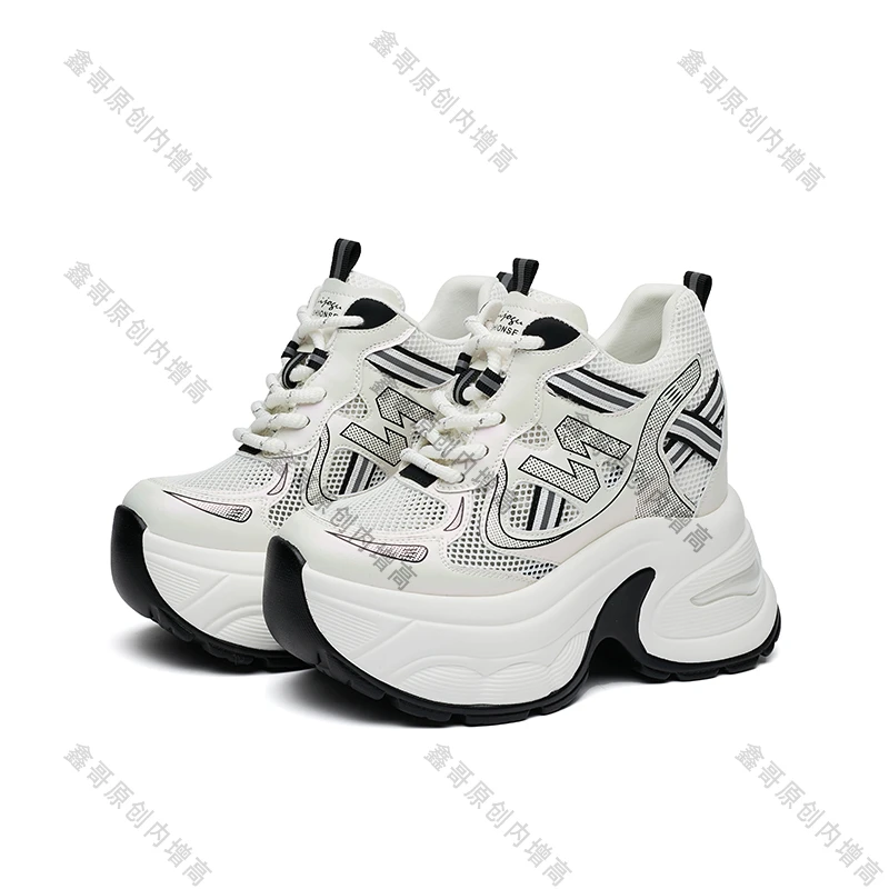 【鑫哥增高13CM长跑鞋】2025夏透气垫运动内增高厚底小个子女老爹鞋