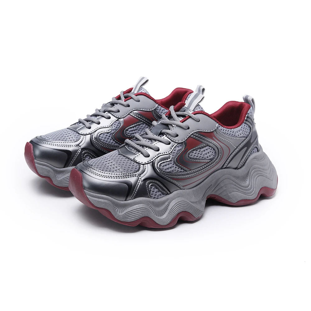 王冠老爹鞋女2024冬季新款加绒厚底百搭轻便休闲运动鞋