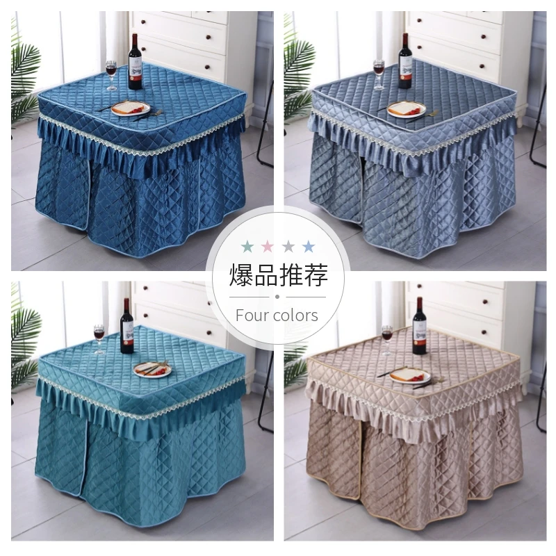 【一枝花】加绒加厚电炉罩烤火桌罩茶几桌布正方形取暖桌罩烤火罩